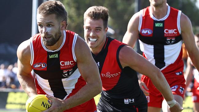 MELBOURNE. 03/03/2023. AFL. St Kilda vs Essendon practise match at Moorabbin. Dan Butler of the Saints. Pic: Michael Klein