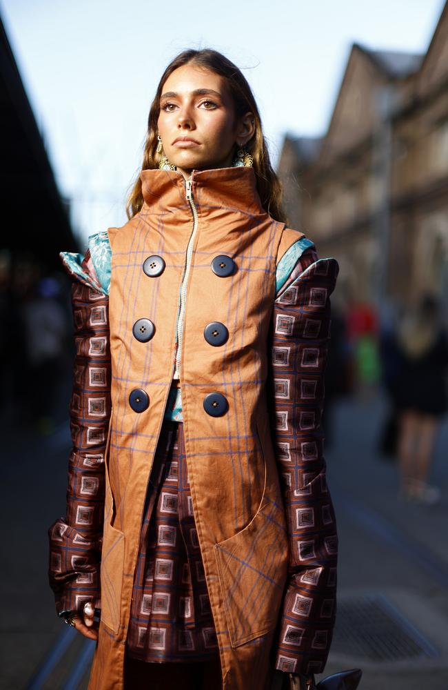 Poppy-Coco Embi Fava at Australian Fashion Week 2025 at Carriageworks in Everleigh. Picture: Jonathan Ng
