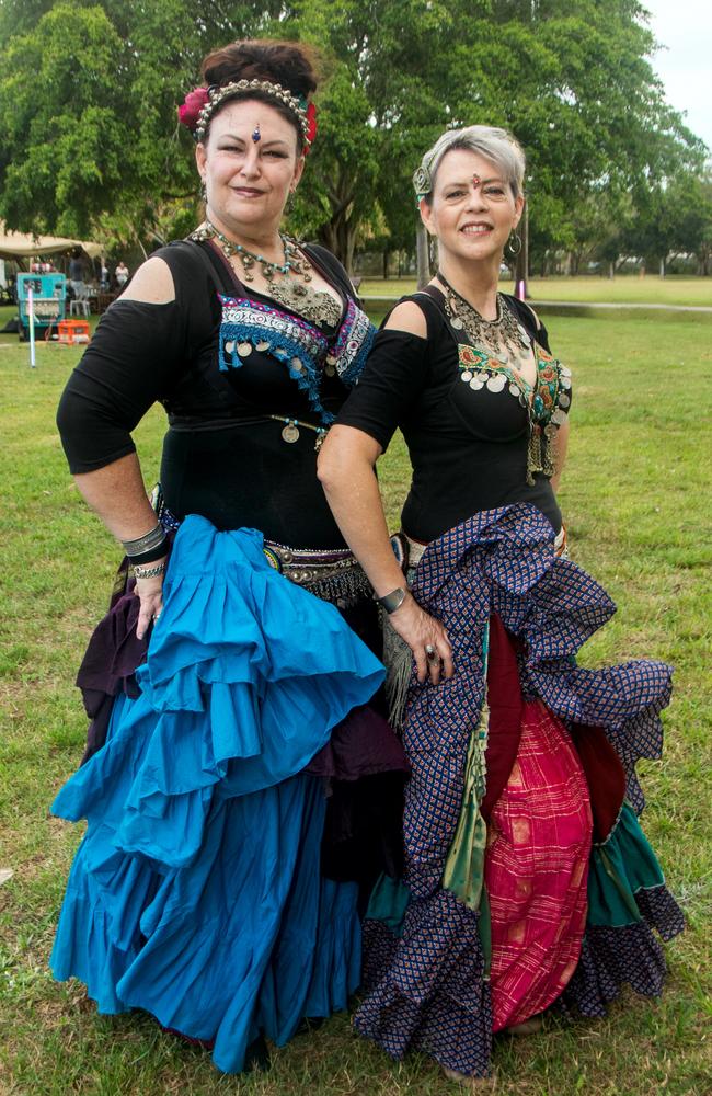 Joan Murray from North Mackay and Sue McPherson from Blacks Beach at Global Grooves Mackay. Picture: Michaela Harlow