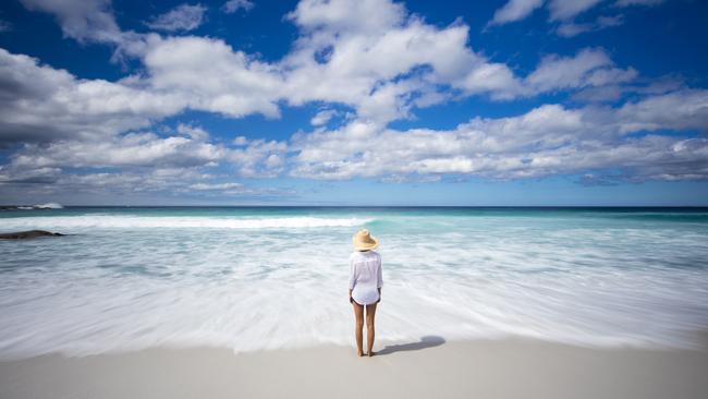 Tasmania has plenty of beautiful beaches to enjoy during summer, including Bay of Fires. Picture: Sean Scott