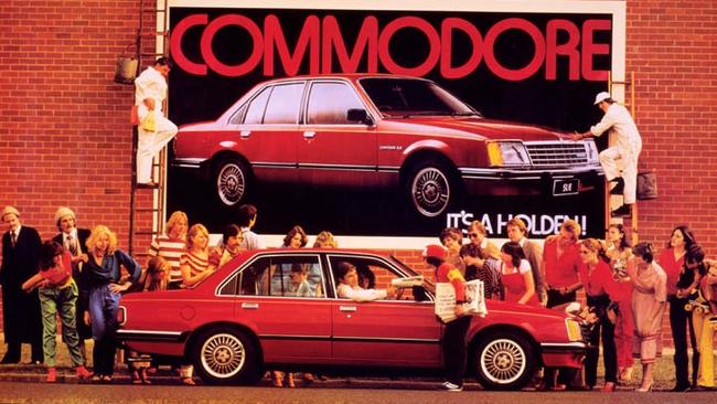 Happier days. A Holden Commodore billboard from 1978. Picture: Supplied.