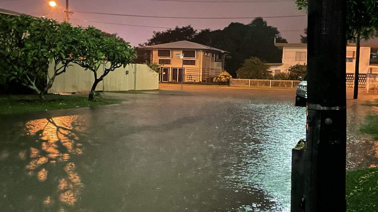 Water over a road at Currajong.