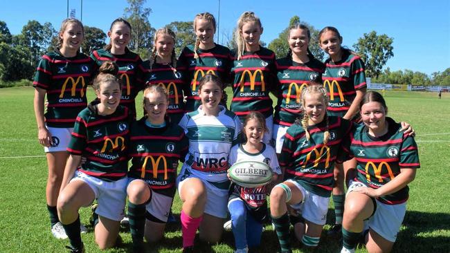 GO GIRLS: Chinchilla's U15 Rugby 7s team at the home round over the weekend held at Bulldog Park a few weeks ago. Picture: Kate McCormack