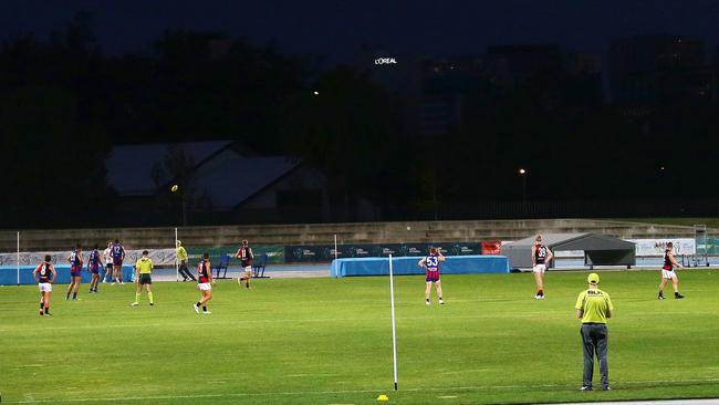 Trial of a new version of AFL football played on soccer pitch at Lakeside Stadium. Picture: Supplied