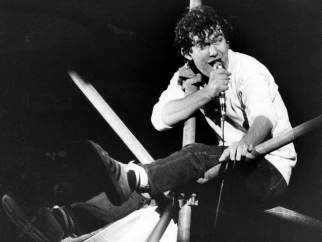 Rocker Jimmy Barnes performing during concert at Memorial Drive, Adelaide, in 1982. Picture: Paul Lakatos