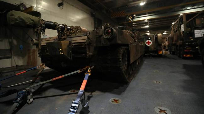 Inside the HMAS Adelaide ahead of Exercise Keris Woomera, the first bilateral amphibious activity exercise between the Australian Defence Force and Indonesian National Armed Forces. Picture: Zizi Averill