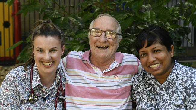 Dr Eliza Pearson and Dr Ruvi Jayalath helped save Peter Bakker’s life. Photo: Ian Hitchcock.