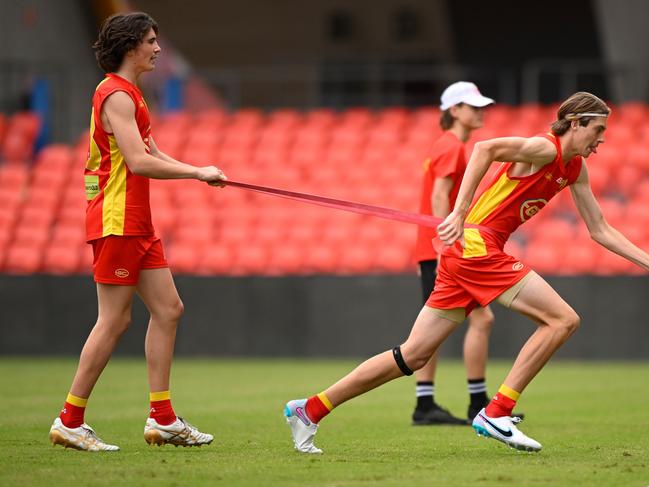 White warms up for the Suns Academy at the U16 national champs. Picture: Matt Roberts/AFL Photos/Getty Images via AFL Photos