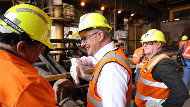 Australian Prime Minister Anthony Albanese during a visit to the Whyalla steelworks in South Australia. NCA NewsWire/David Mariuz