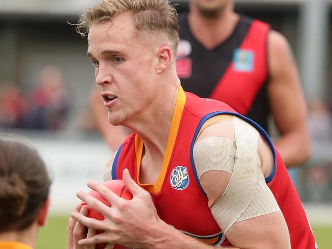 Leader .EDFL footy: Pascoe Vale v Maribyrnong Park.Maribyrnong Parks Chris Prowse Picture Andrew Tauber