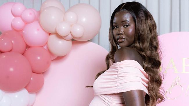 Adut Akech at her baby shower . Picture: Instagram / @adutakech