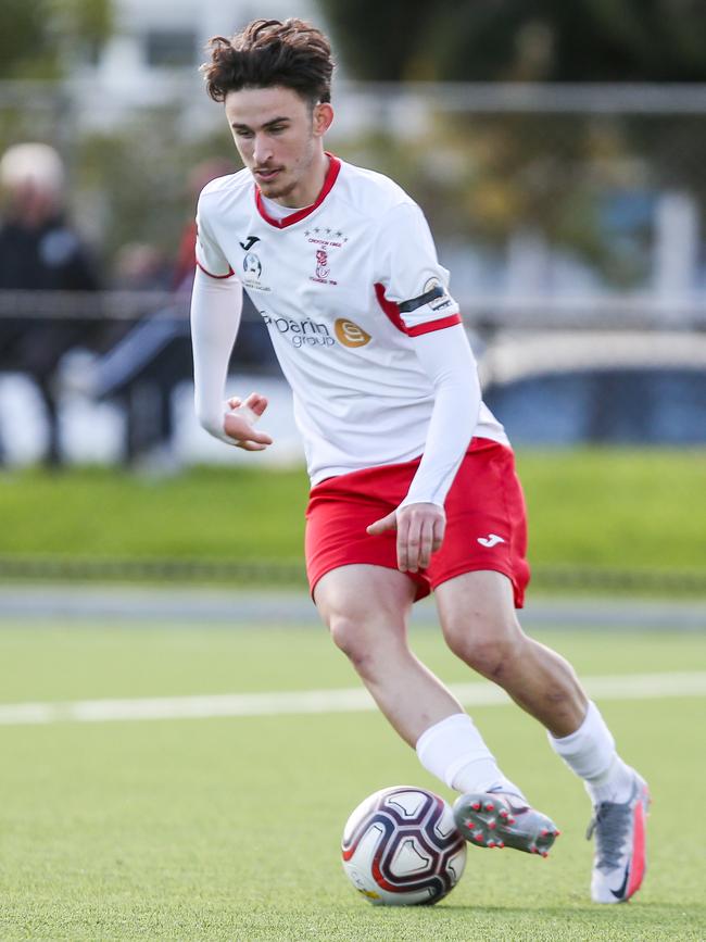 Domenic Costanzo on the ball against the Jets. Picture: Adam Butler