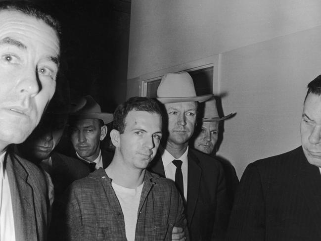 Lee Harvey Oswald, who was later shot dead, during his arrest. Picture: Getty Images