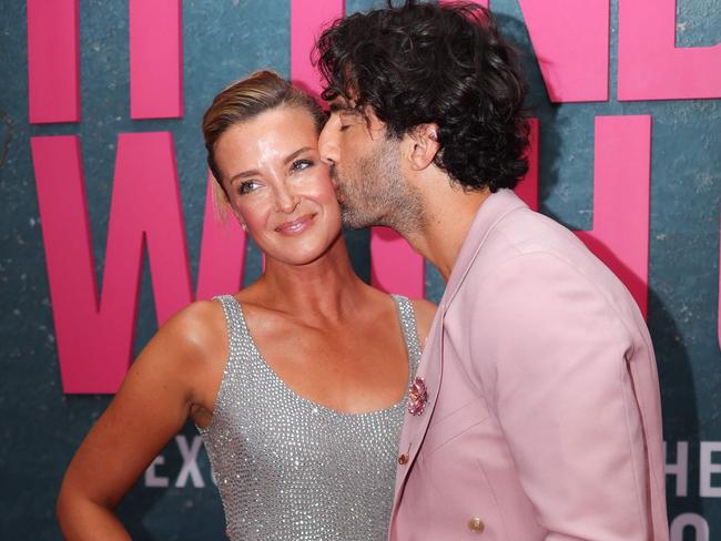 US actor Justin Baldoni kisses his wife Emily Baldoni as they attend the New York premiere of It Ends With Us. He is now being sued by Blake Lively and his former publicist. Picture: AFP