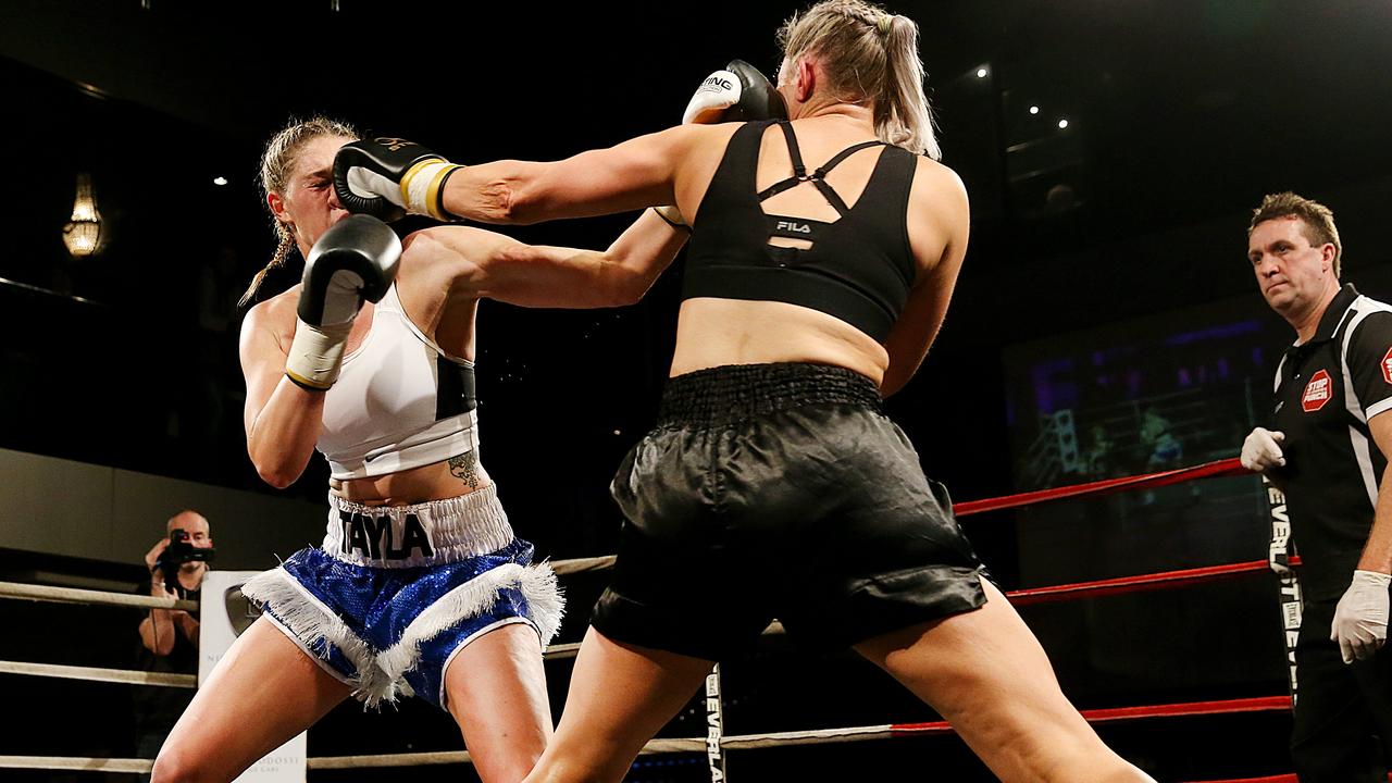 AFLW STAR TAYLA HARRIS GETS KO WIN IN AUSTRALIAN TITLE FIGHT 