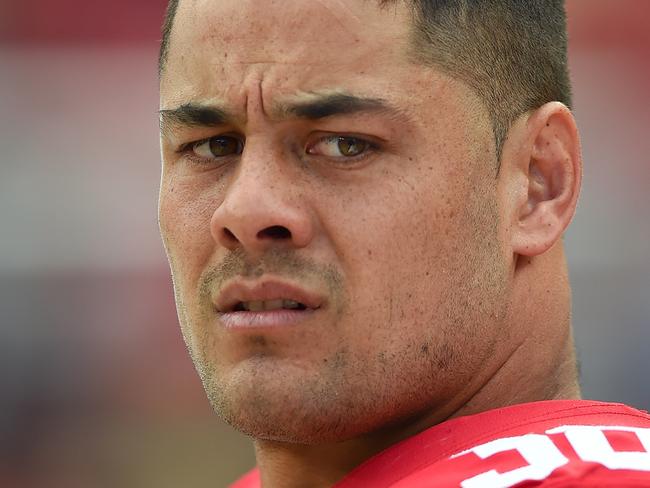 SANTA CLARA, CA - OCTOBER 18: Jarryd Hayne #38 of the San Francisco 49ers looks on from the sidelines against the Baltimore Ravens during an NFL game at Levi's Stadium on October 18, 2015 in Santa Clara, California. (Photo by Thearon W. Henderson/Getty Images)
