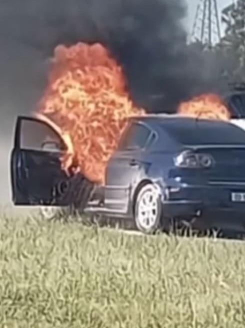 This Mazda exploded into flames just 15 minutes after purchase. Picture: 7News