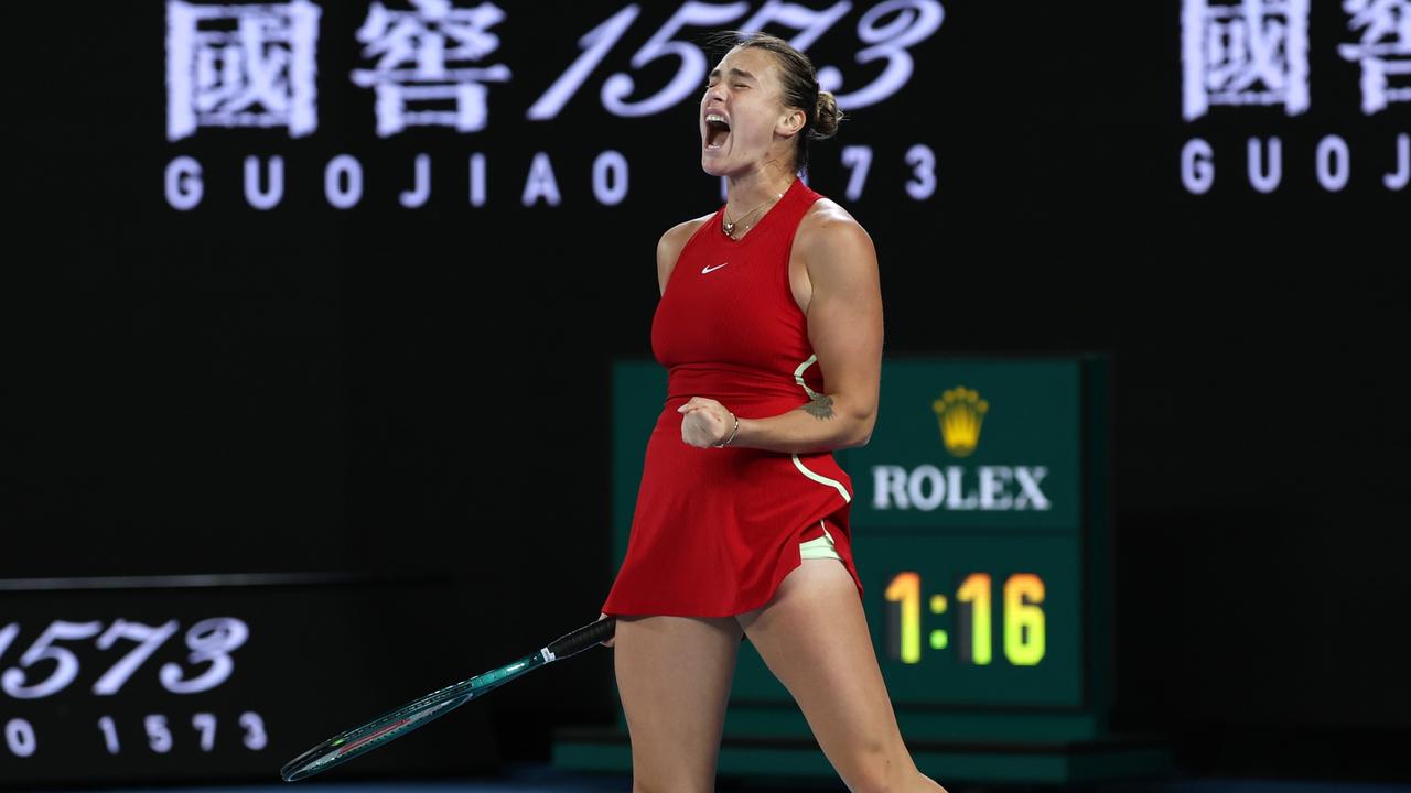 Aryna Sabalenka wore the famous Nike logo as she won the 2024 Australian Open. (Photo by Julian Finney/Getty Images)