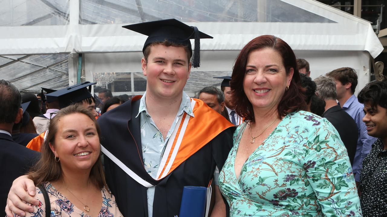 Deakin graduation: Jo Eaton, Lachlan Patrick and Jo Patrick