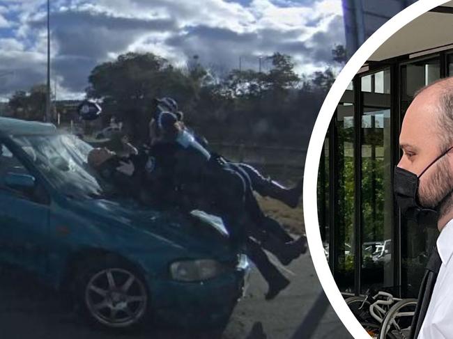 Thomas Matthews will be behind bars until October after he hit three police officers with his car. Picture: Julia Kanapathippillai