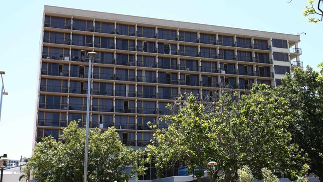 The Pacific Hotel on the corner of the Cairns Esplanade and Spence Street has been a designated quarantine hotel operated by the state and federal governments and policed by Queensland police, federal police and the Australian Defence Force personnel since March 2020. PICTURE: BRENDAN RADKE