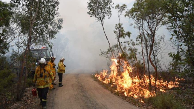 Backburning operations along Bedford Creek Fire Trail. Picture: Woodford Rural Fire Brigade Facebook