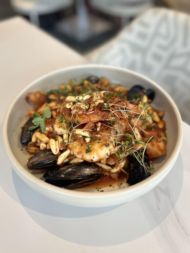 Seafood pasta cavatelli at Blowfish Ocean Grill and Bar, Broadbeach.