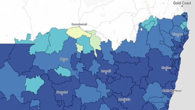 A number of suburbs on the NSW and Queensland border have particularly low rates of vaccination. Picture: NSW Health