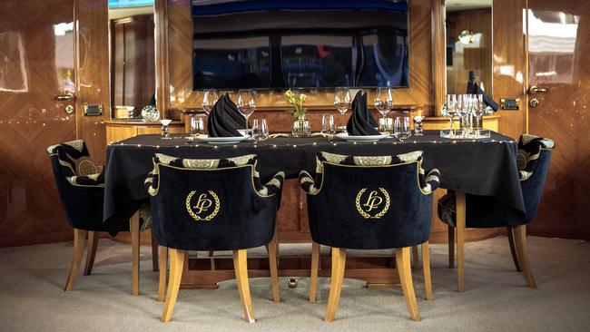 A dining area on the Lady Pamela superyacht.