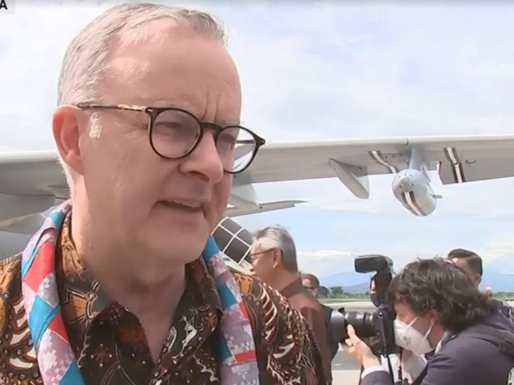 Anthony Albanese has become the first Australian prime minister to visit the Indonesian city of Makassar. Picture: Sky News