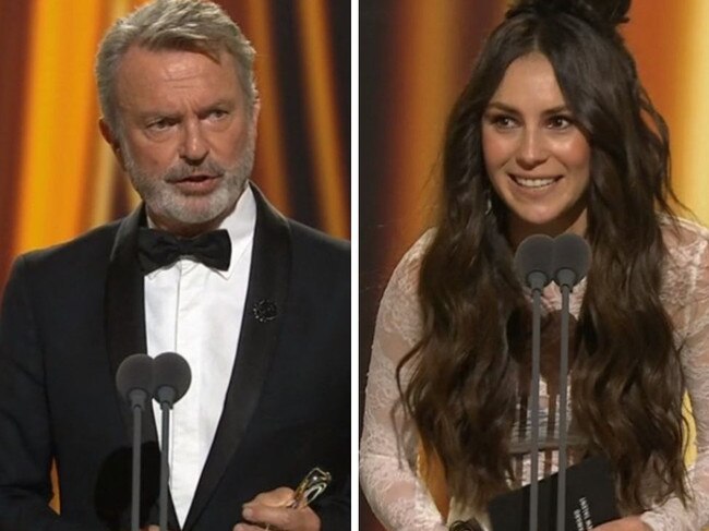 Sam Neill and Amy Shark at the 2023 Logies