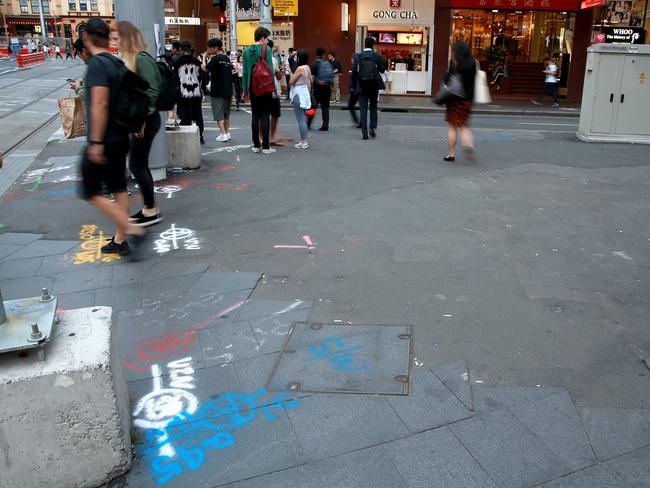 The area featured bronze pieces of art embedded in the pavement. Picture: Toby Zerna