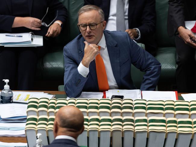 Prime Minister Anthony Albanese with Opposition Leader Peter Dutton during Question Time in the House of Representatives. Picture: Gary Ramage