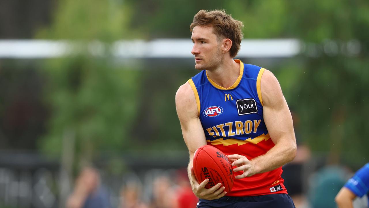 Harris Andrews at Lions training at Brighton Home Arena on Sunday. Picture Lachie Millard