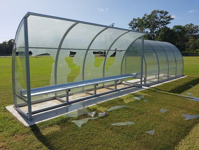 Three of the four players shelters at the Ormeau All Stars Football Club were smashed during in act of vandalism this week costing close to $4500 dollars in damage.