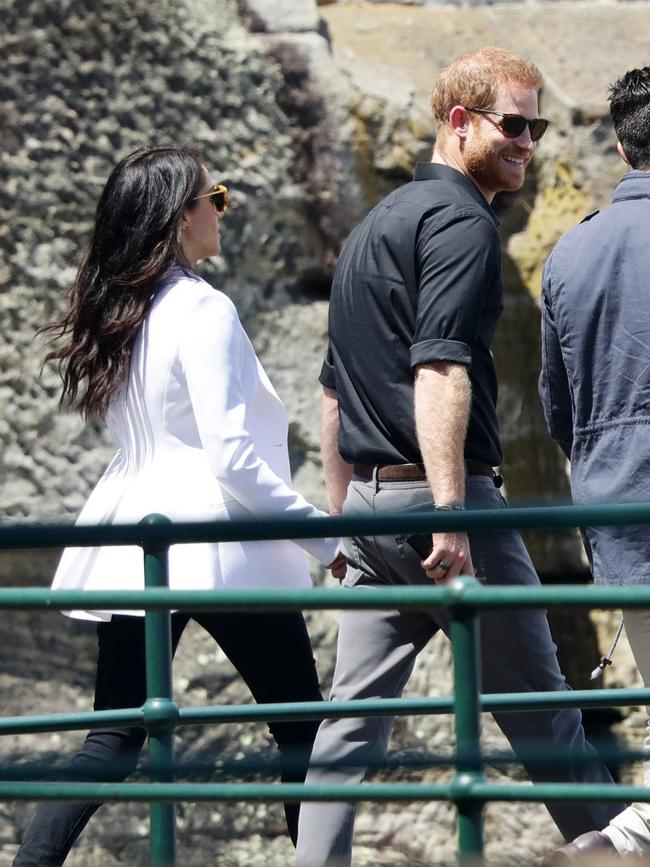 The Duke and Duchess Of Sussex on Cockatoo Island. Picture: Matrix Media Group