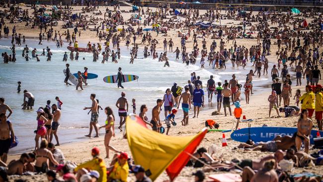 Beaches were crowded across Sydney on Monday. Picture: David Gray