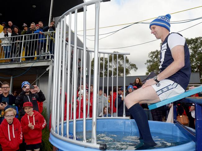 EFL chief executive Phil Murton gets ready to take the plunge. Picture: Steve Tanner