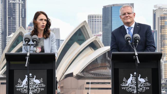 New Zealand Prime Minister Jacinda Ardern and Prime Minster Scott Morrison. Picture: Getty Images