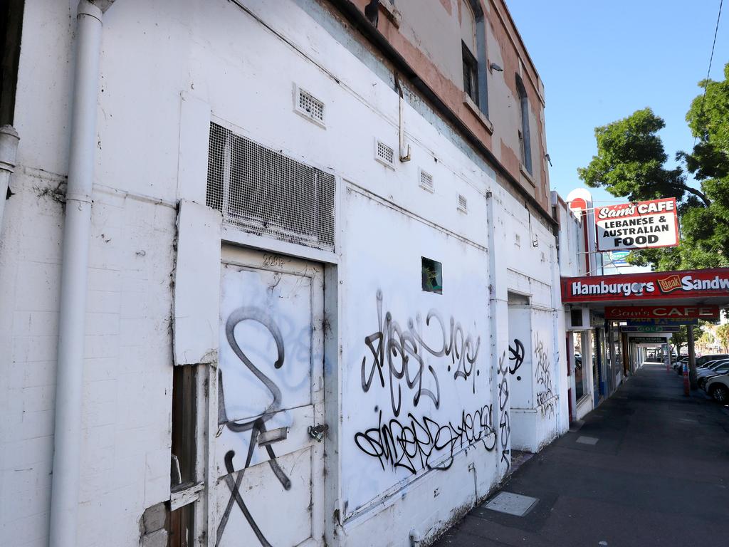 Geelong eyesores. Many old graffitied shops in the CBD, this is one of the worst at 208 Moorabool street. Picture: Glenn Ferguson