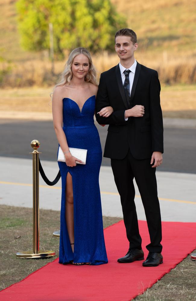 Caitlin Kent and Khye McKewan of Cooloola Christian College graduating class 2023 arrive at their formal. October 5, 2023. Picture: Christine Schindler