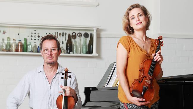 Richard Tognetti and Satu Vanska at their home in Manly. Picture: John Feder/The Australian