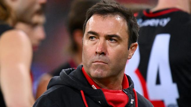 SYDNEY, AUSTRALIA - AUGUST 19: Bombers head coach, Brad Scott reacts during the 2023 AFL Round 23 match between the GWS GIANTS and the Essendon Bombers at GIANTS Stadium on August 19, 2023 in Sydney, Australia. (Photo by Morgan Hancock/AFL Photos via Getty Images)