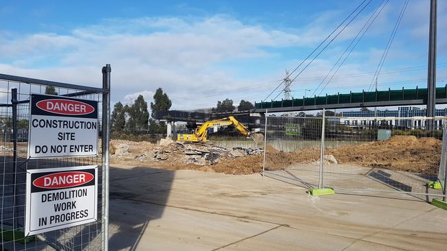 Demolition is now underway at the former Chippy's Outdoors and Ringwood Iceland site at 28-30 Maroondah Highway. Picture: Kiel Egging.