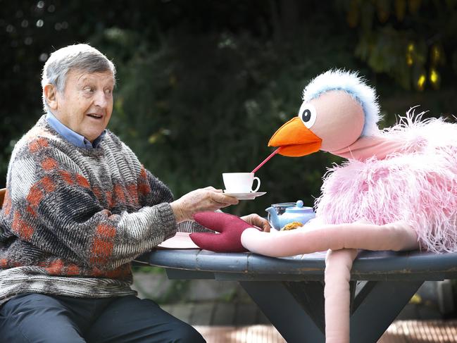 The late Ernie Carroll with Ossie Ostrich. Picture: David Caird