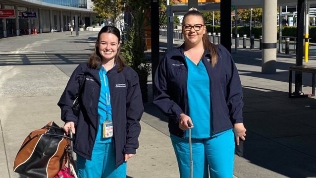 Gold Coast nurses Topaz Stringfellow and Rachel Galuzen-Meakins