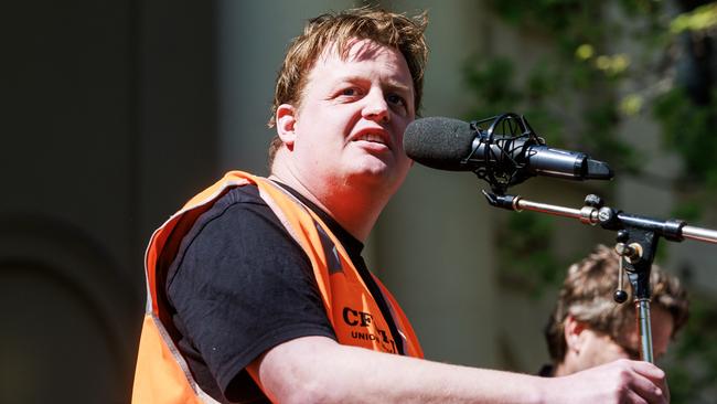 CFMEU national secretary Zach Smith was sick of being a ‘punching bag’ for decisions made by administrator Mark Irving. Picture: Aaron Francis