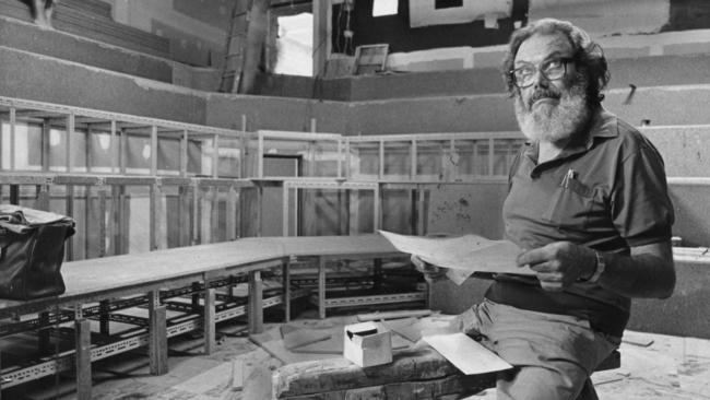 Actor and director Hayes Gordon in the partly remodelled Ensemble Theatre in the Kirribilli boatshed in 1984.