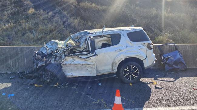 The scene of the fatal crash on the Bruce Highway at Federal.