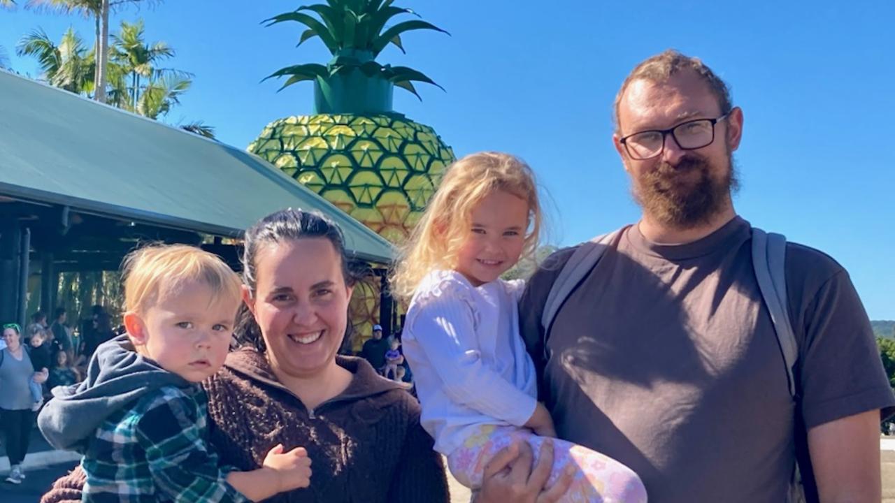 Big Pineapple grand opening - Family fun day out for (from left) Dominic, 2, Jordyn, Skyler, 3, and Nathan Radic from Caloundra. Photo: Michele Sternberg/Visit Sunshine Coast